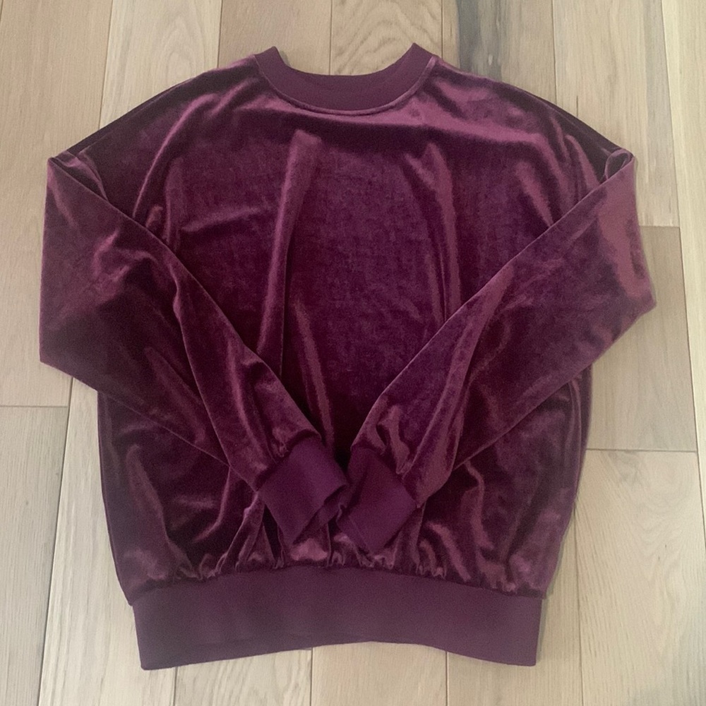Plum purple velvet crew neck sweatshirt